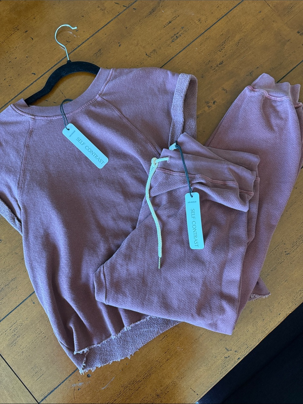 NWT Self Contrast Burgundy (Anthropologie) Sweatshirt & Sweatpants - M (Flaw)